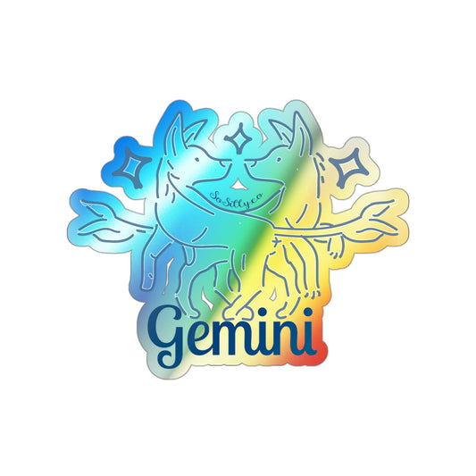 So Silly Astrology Dog | Holographic Die-cut Sticker - Gemini
