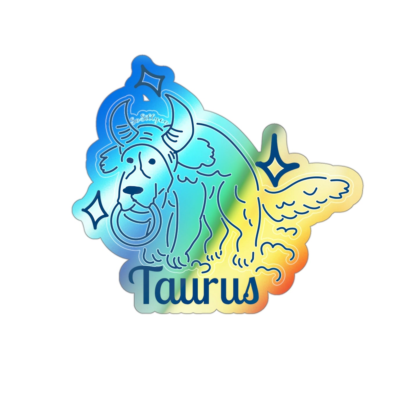 So Silly Astrology Dog | Holographic Die-cut Sticker - Taurus