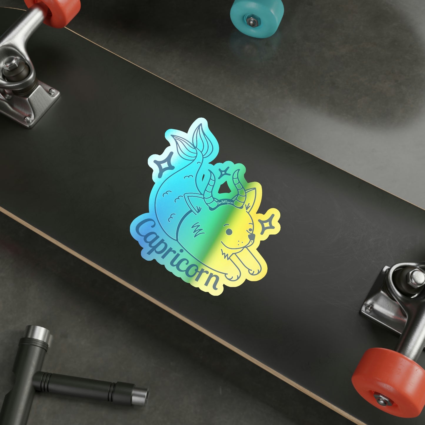 So Silly Astrology Dog | Holographic Die-cut Sticker - Capricorn