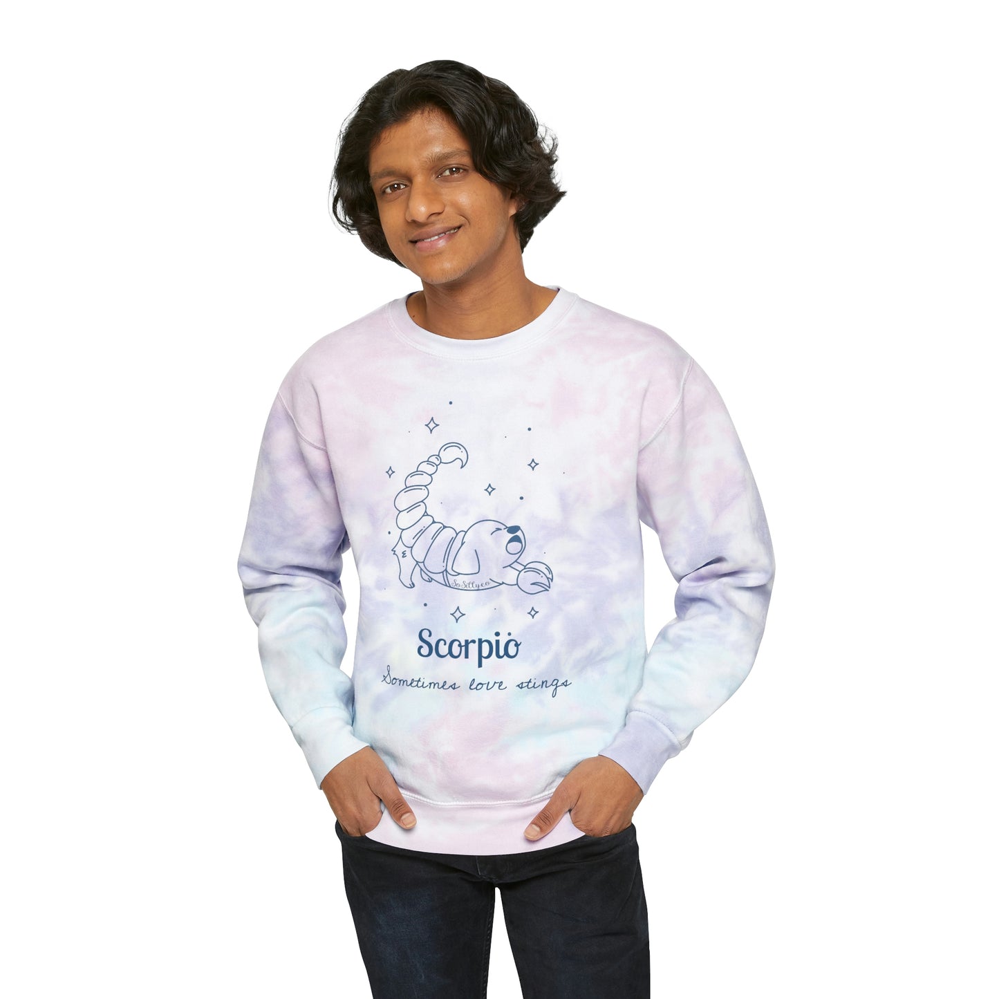 So Silly Astrology Dog | Unisex Tie-Dye Sweatshirt - Scorpio