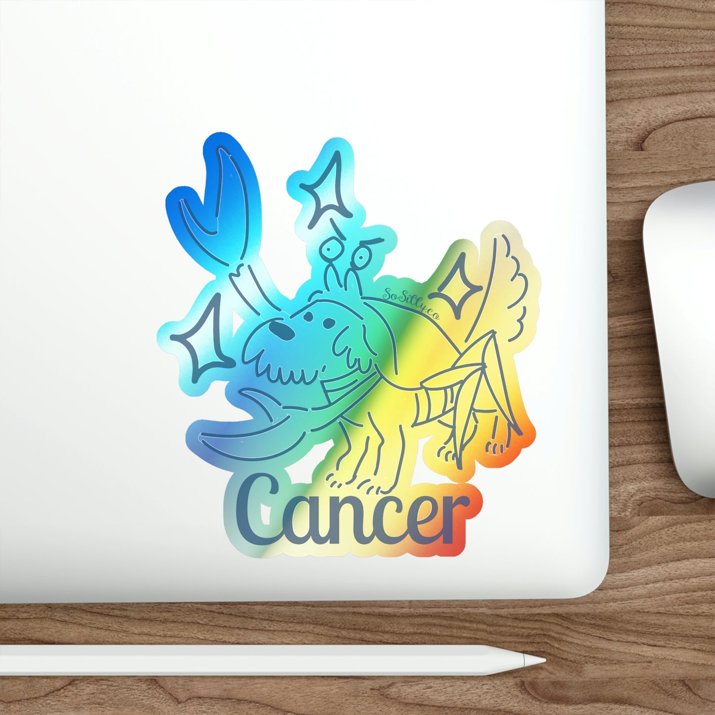 So Silly Astrology Dog | Holographic Die-cut Sticker - Cancer