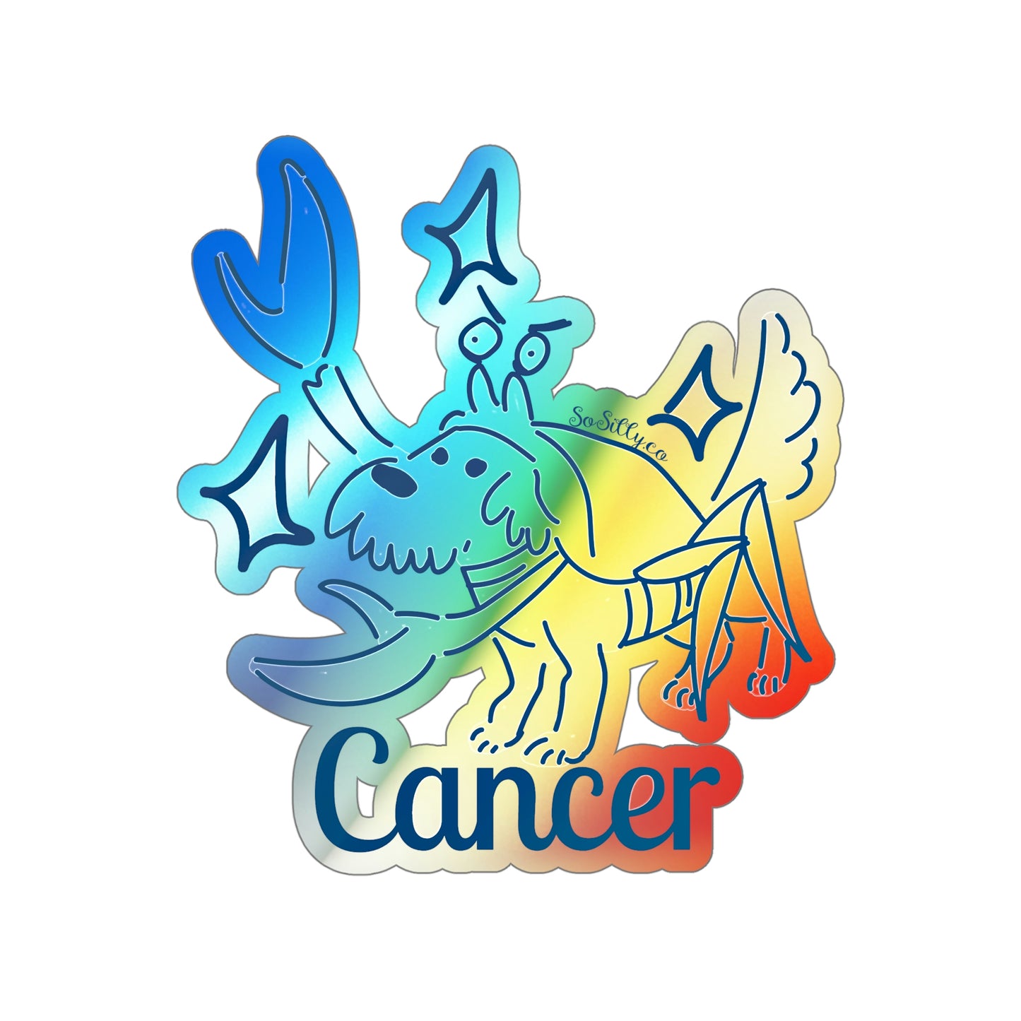 So Silly Astrology Dog | Holographic Die-cut Sticker - Cancer