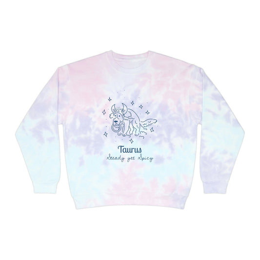 So Silly Astrology Dog | Unisex Tie-Dye Sweatshirt - Taurus