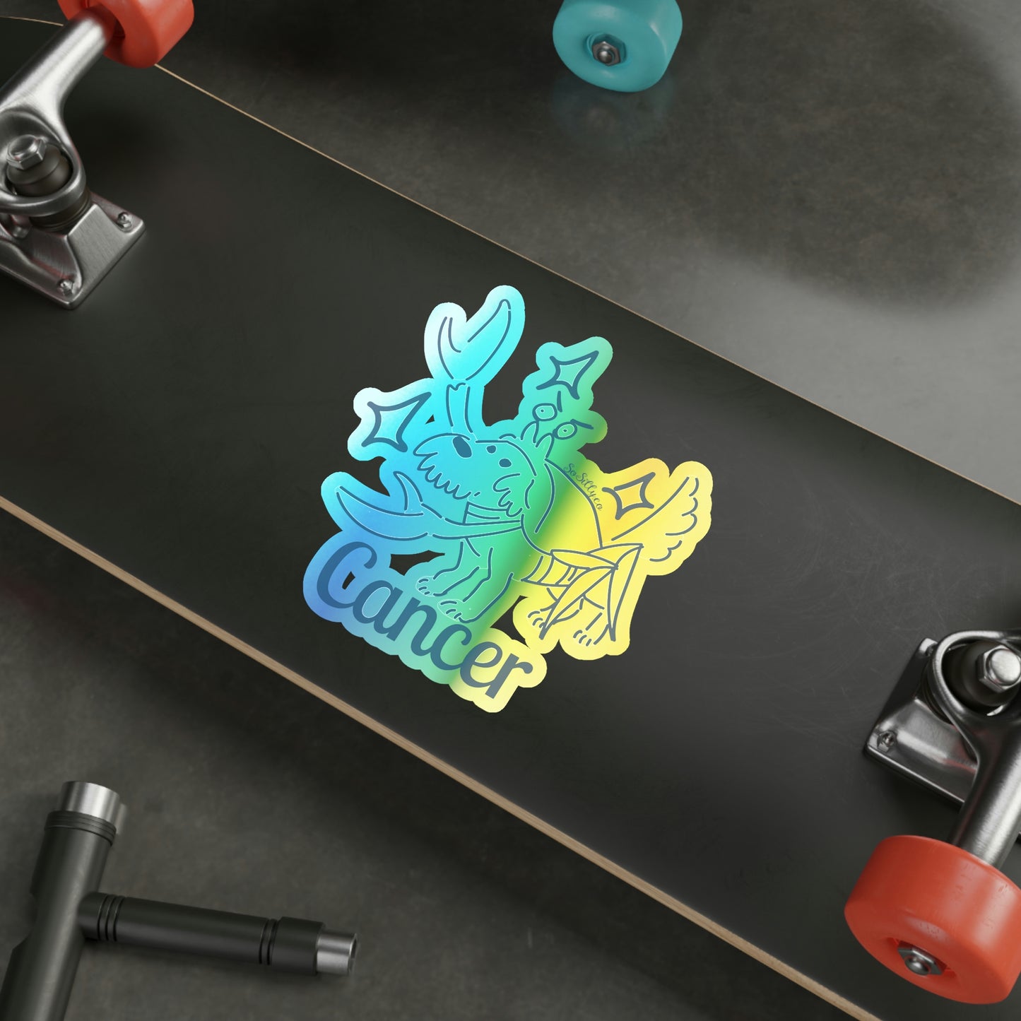 So Silly Astrology Dog | Holographic Die-cut Sticker - Cancer
