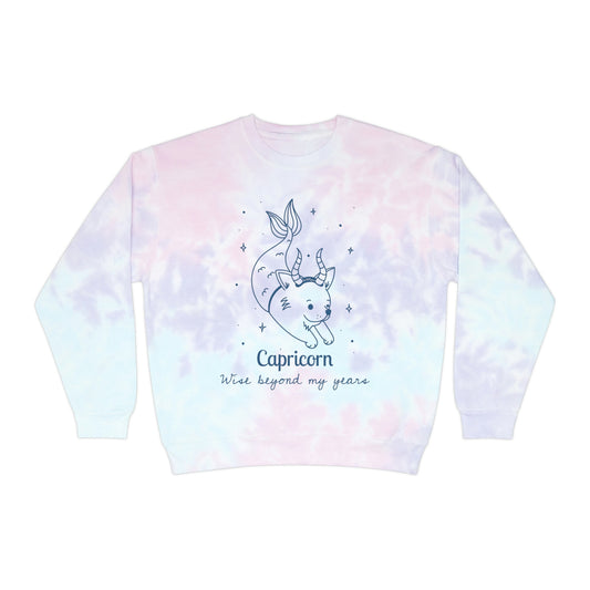 So Silly Astrology Dog | Unisex Tie-Dye Sweatshirt - Capricorn