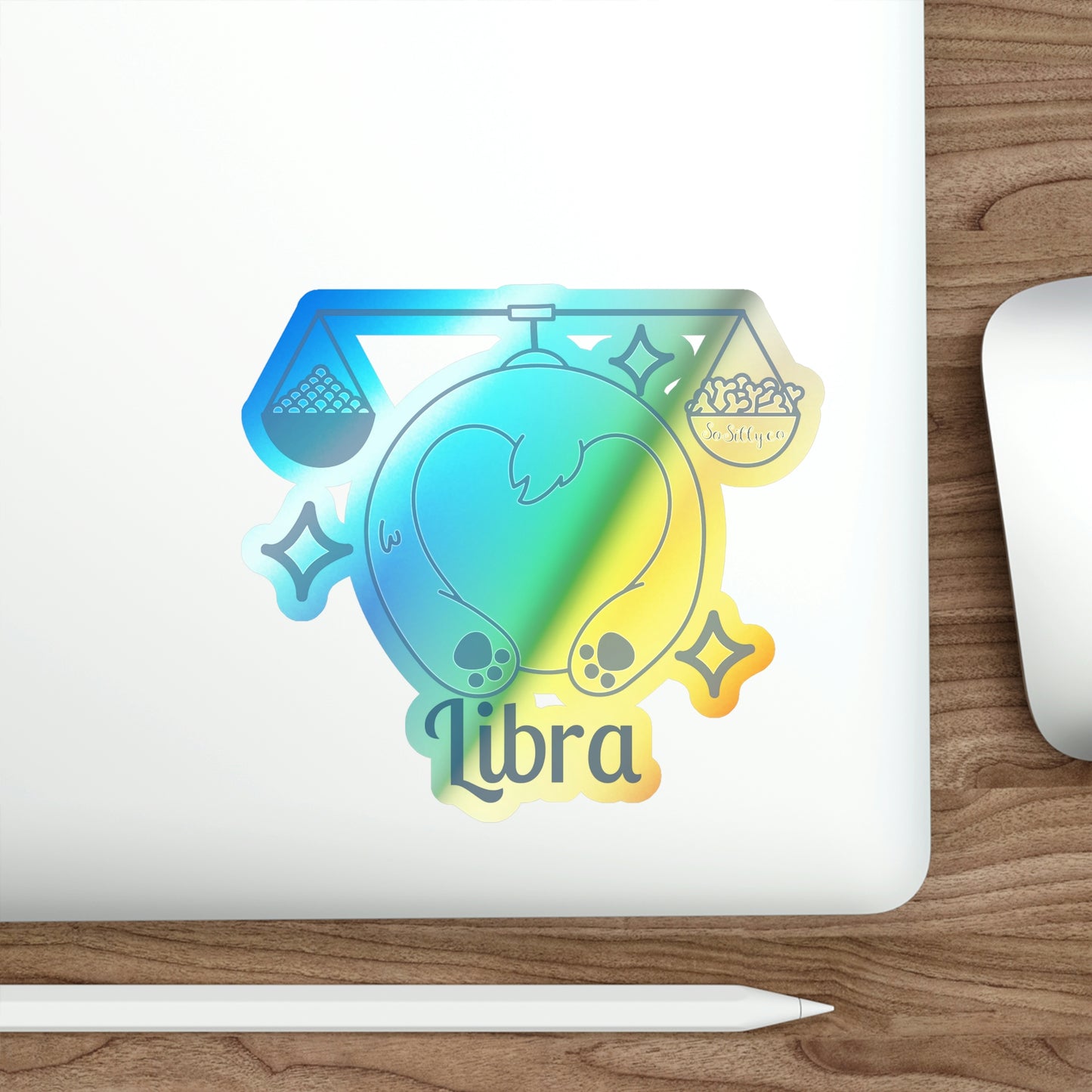 So Silly Astrology Dog | Holographic Die-cut Sticker - Libra