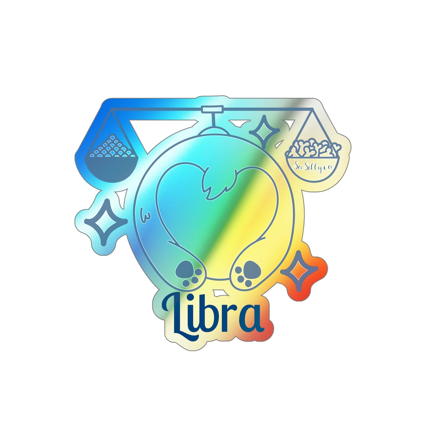 So Silly Astrology Dog | Holographic Die-cut Sticker - Libra