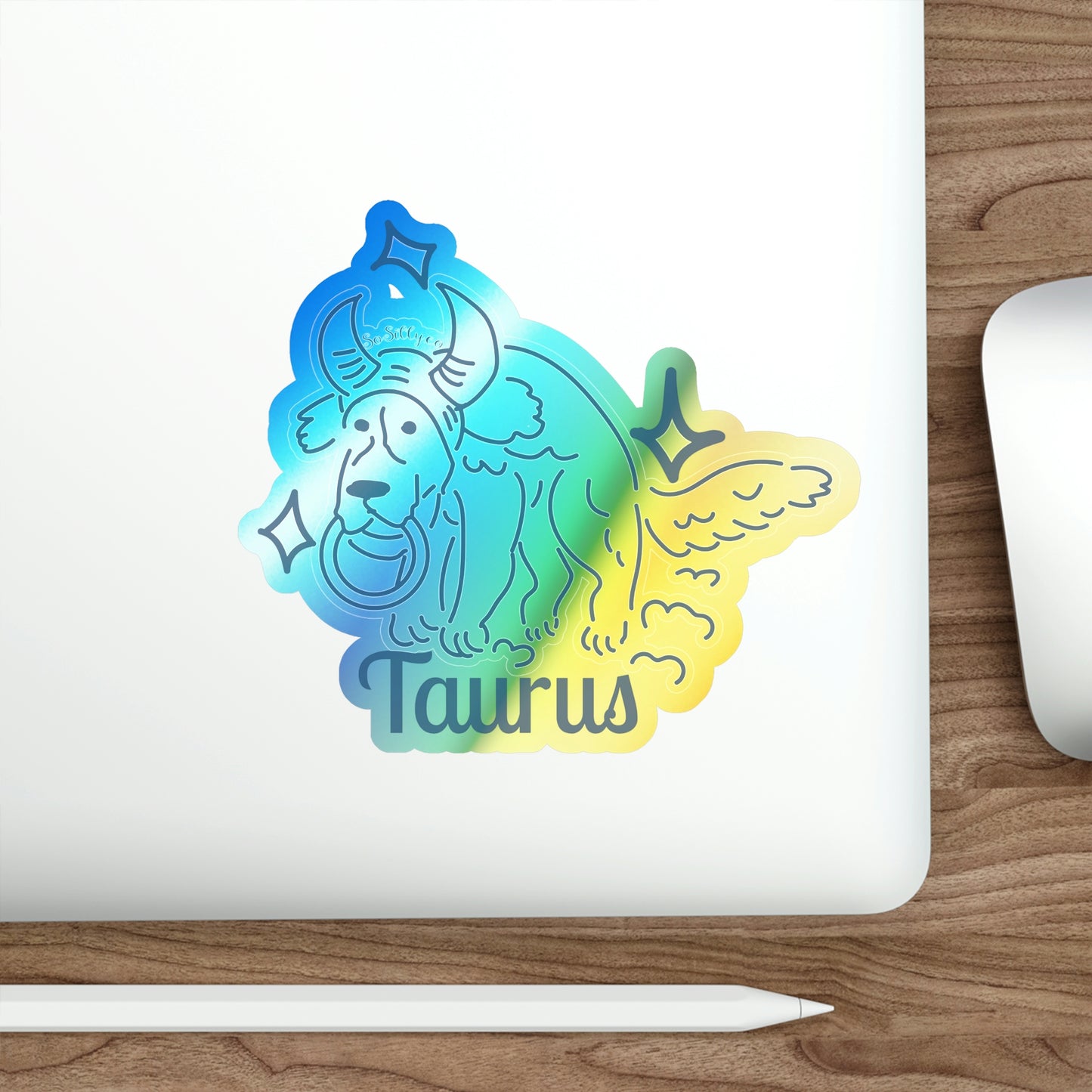 So Silly Astrology Dog | Holographic Die-cut Sticker - Taurus