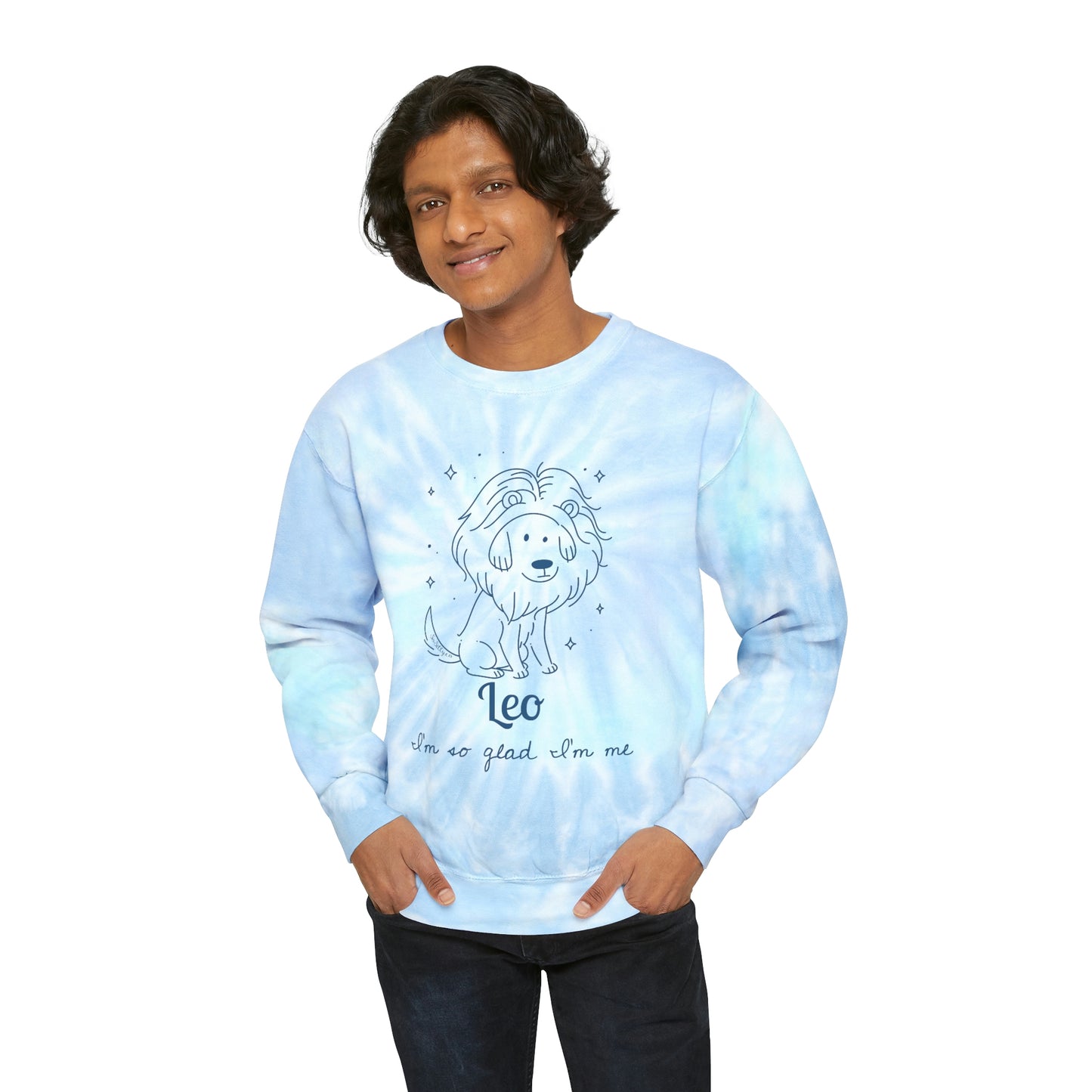 So Silly Astrology Dog | Unisex Tie-Dye Sweatshirt - Leo