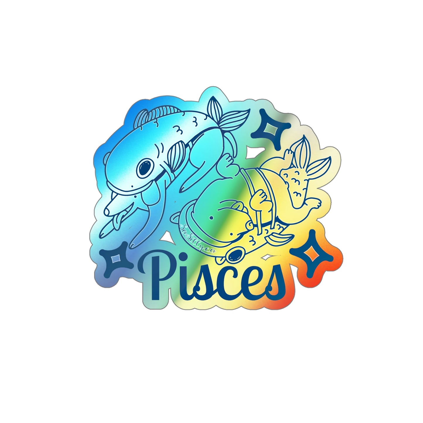 So Silly Astrology Dog | Holographic Die-cut Sticker - Pisces
