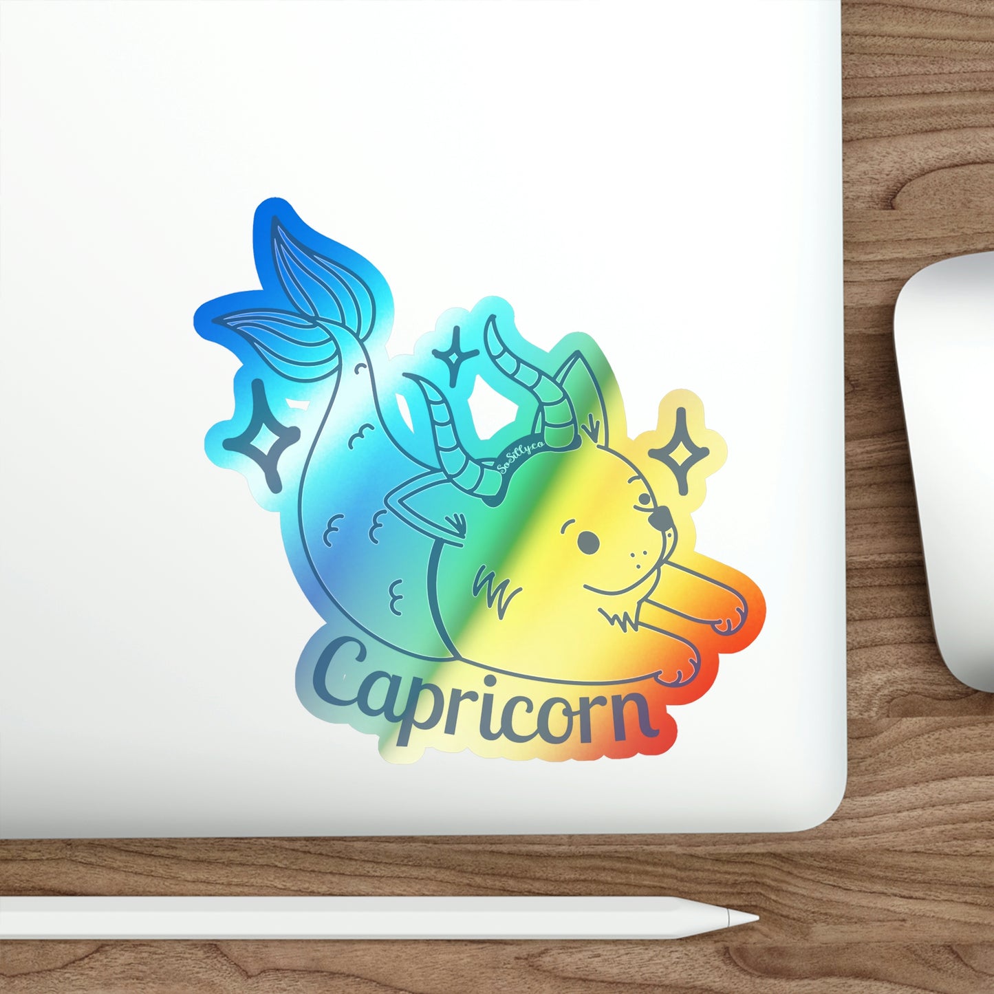 So Silly Astrology Dog | Holographic Die-cut Sticker - Capricorn