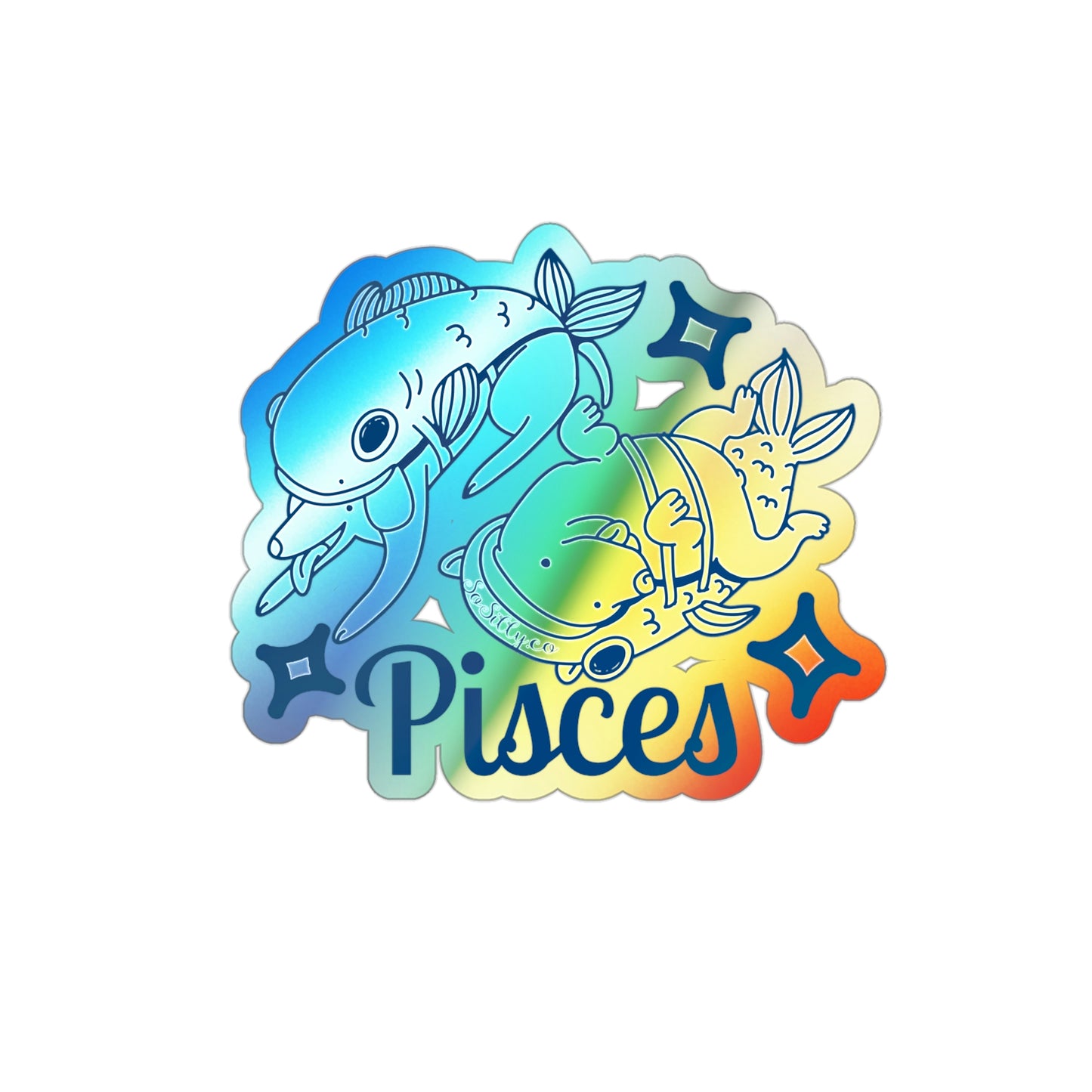 So Silly Astrology Dog | Holographic Die-cut Sticker - Pisces