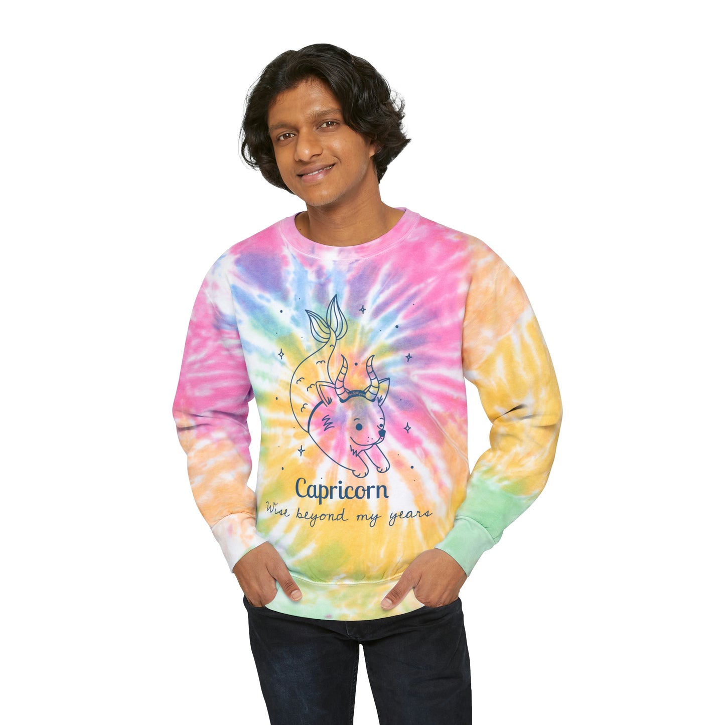 So Silly Astrology Dog | Unisex Tie-Dye Sweatshirt - Capricorn