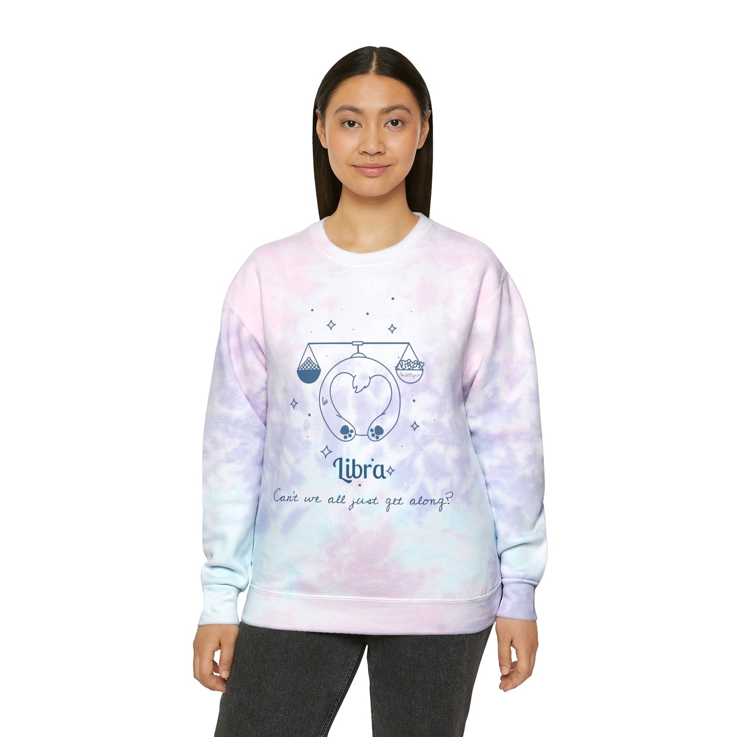 So Silly Astrology Dog | Unisex Tie-Dye Sweatshirt - Libra