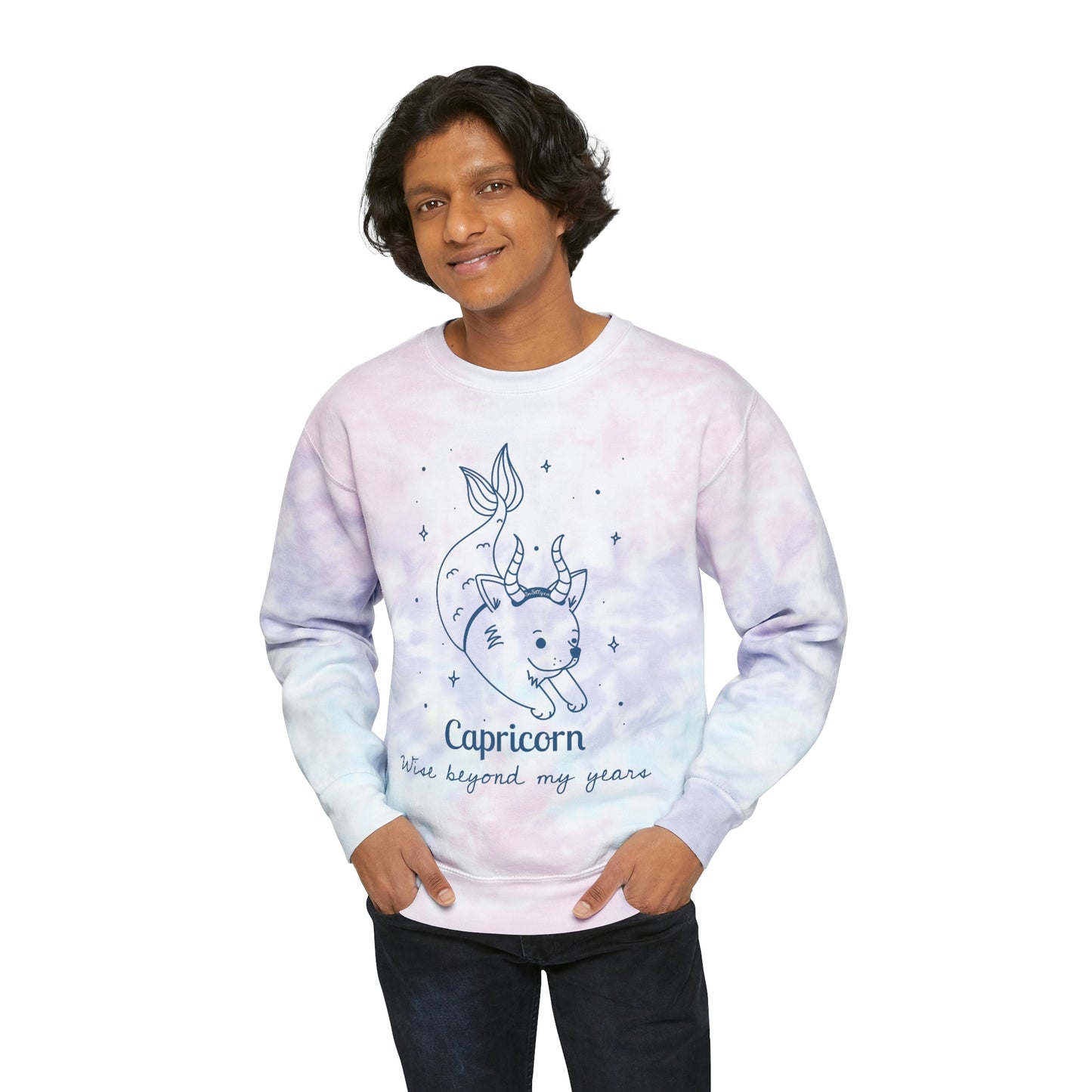 So Silly Astrology Dog | Unisex Tie-Dye Sweatshirt - Capricorn