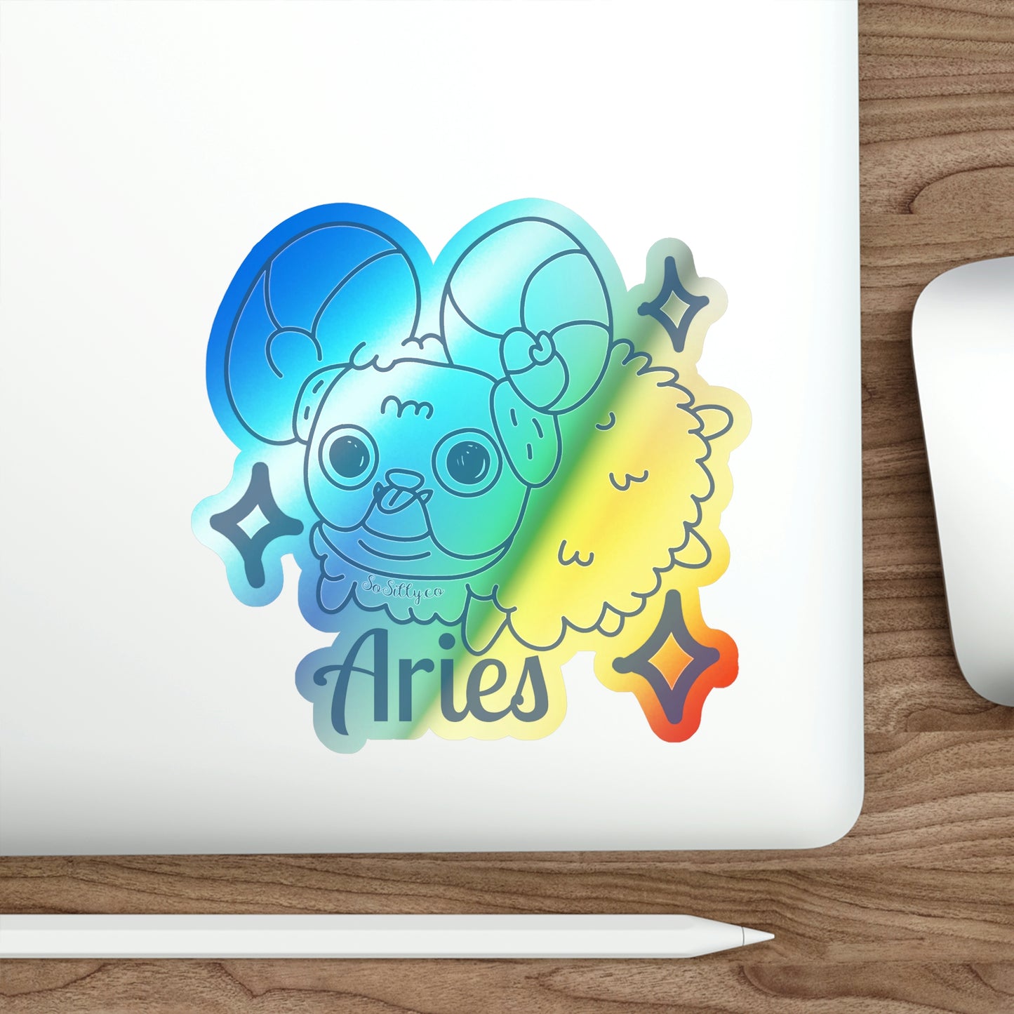 So Silly Astrology Dog | Holographic Die-cut Sticker - Aries