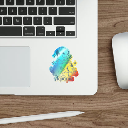 So Silly Astrology Dog | Holographic Die-cut Sticker - Aquarius