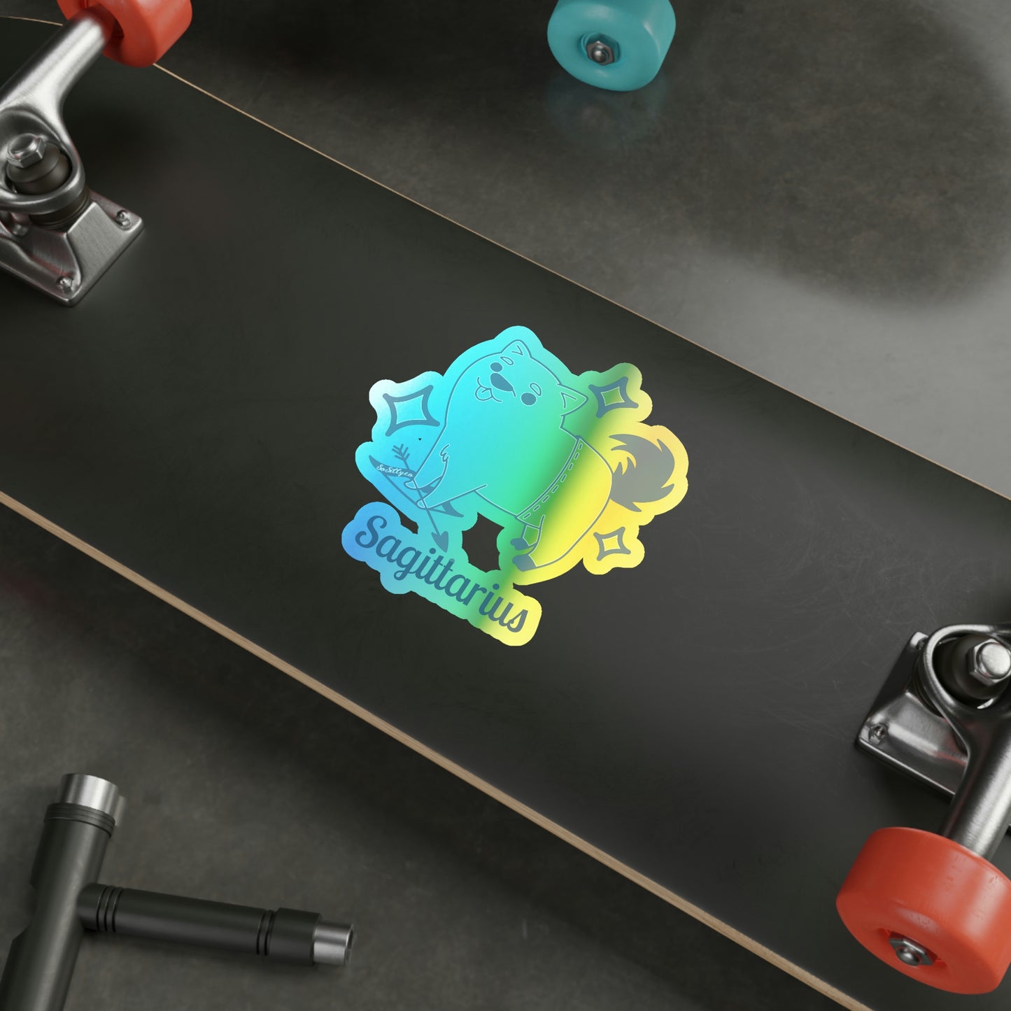 So Silly Astrology Dog | Holographic Die-cut Sticker - Sagittarius