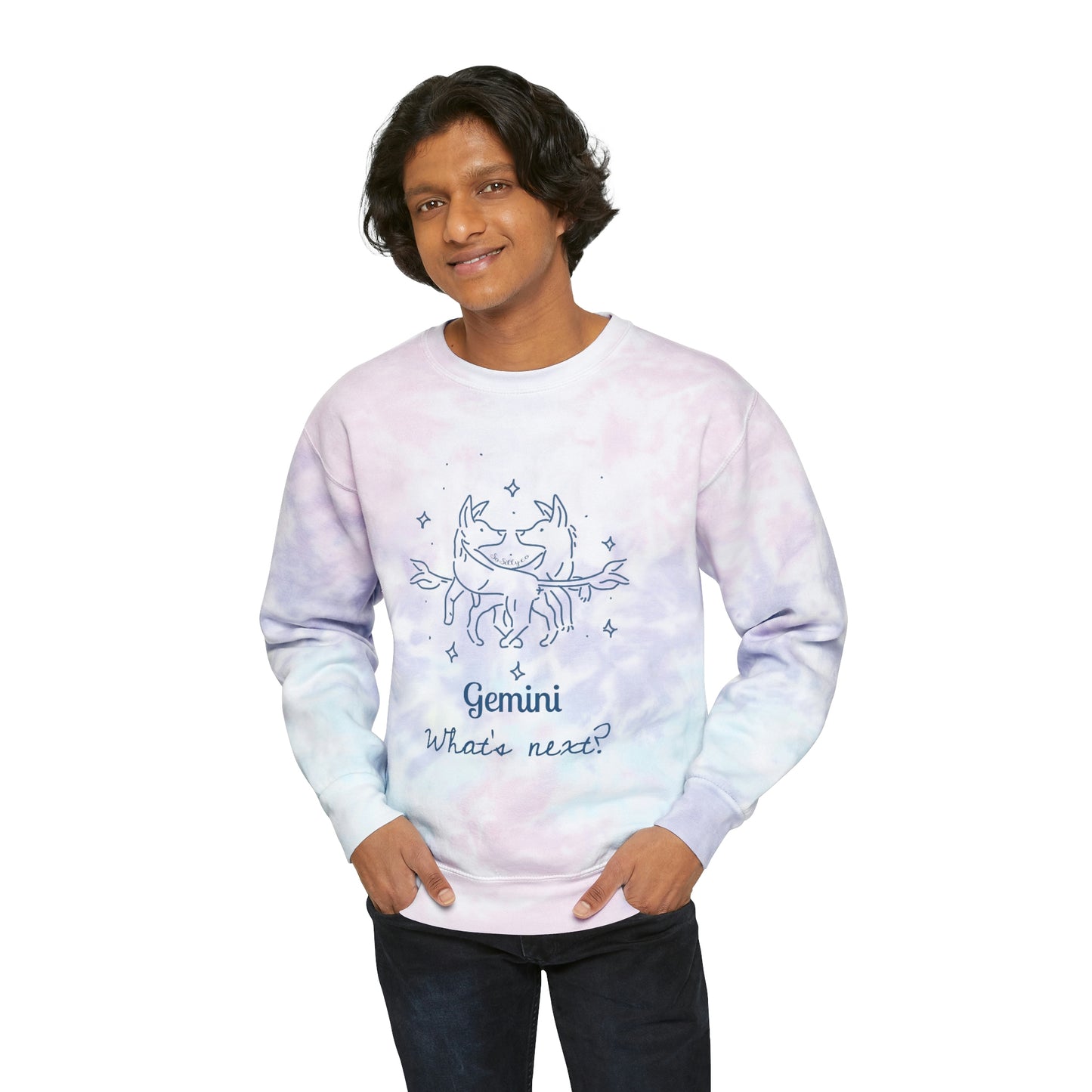 So Silly Astrology Dog | Unisex Tie-Dye Sweatshirt - Gemini
