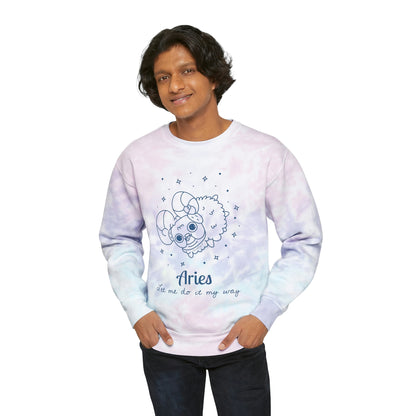 So Silly Astrology Dog | Unisex Tie-Dye Sweatshirt - Aries