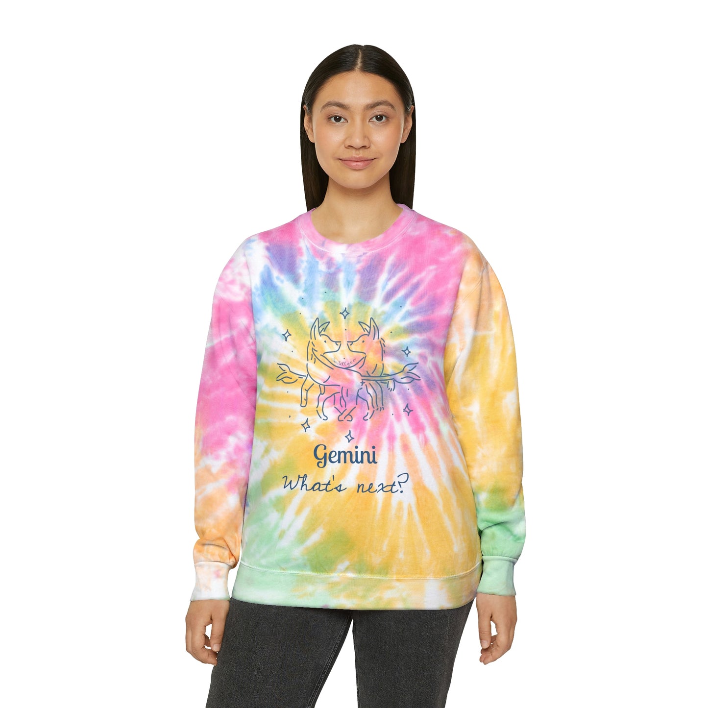 So Silly Astrology Dog | Unisex Tie-Dye Sweatshirt - Gemini