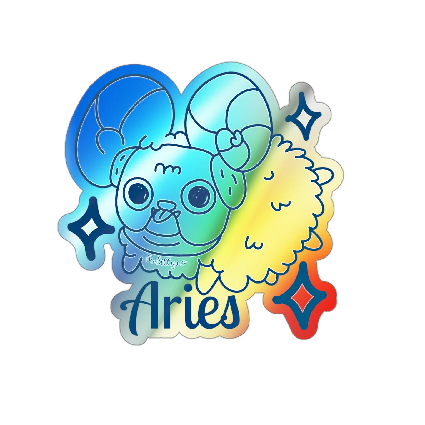 So Silly Astrology Dog | Holographic Die-cut Sticker - Aries