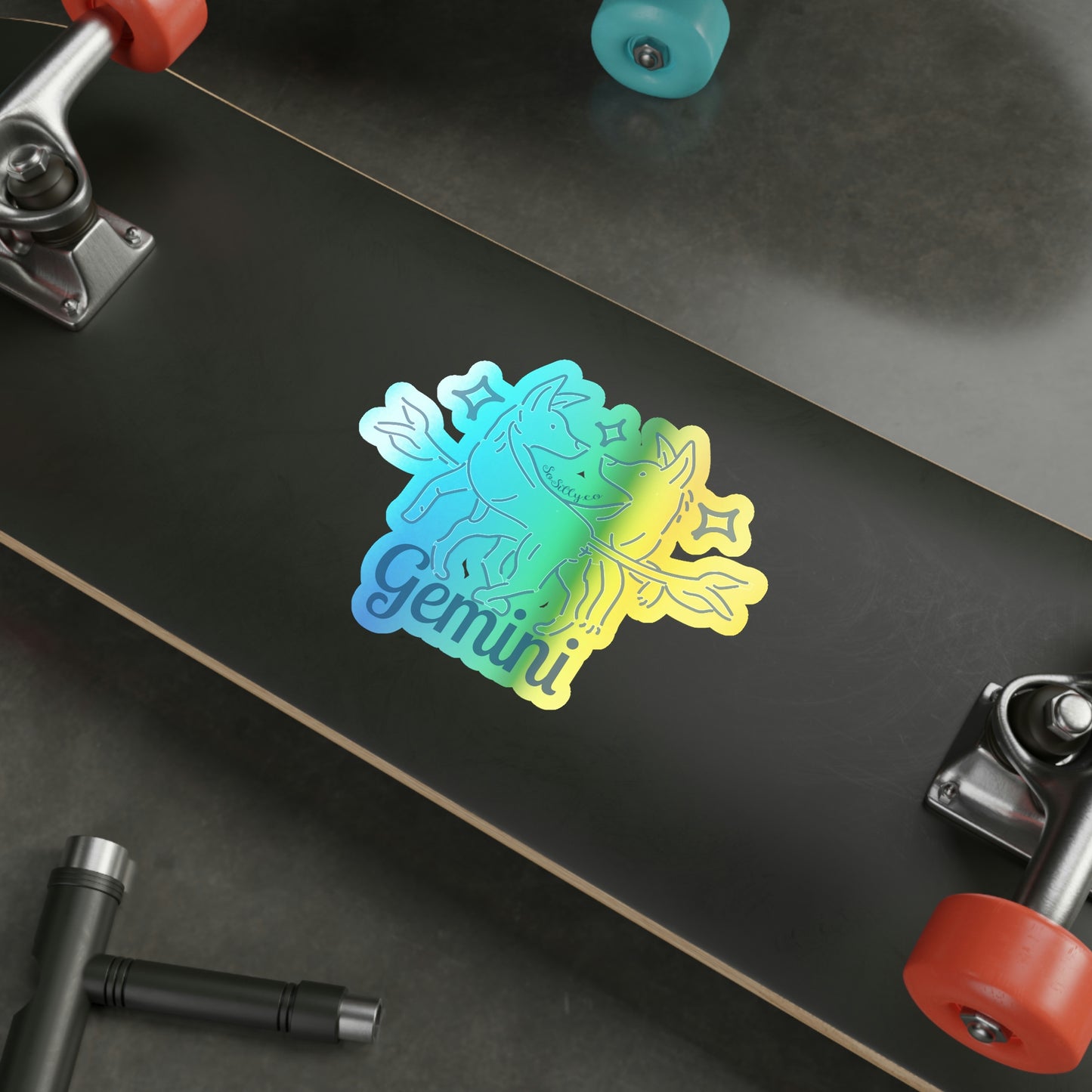 So Silly Astrology Dog | Holographic Die-cut Sticker - Gemini