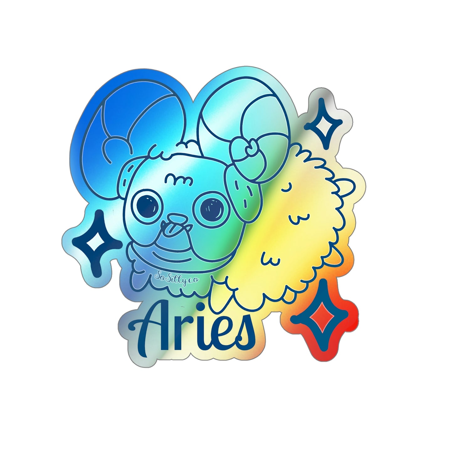 So Silly Astrology Dog | Holographic Die-cut Sticker - Aries