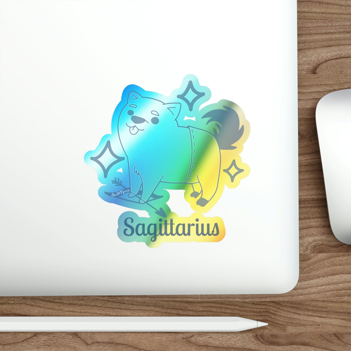 So Silly Astrology Dog | Holographic Die-cut Sticker - Sagittarius