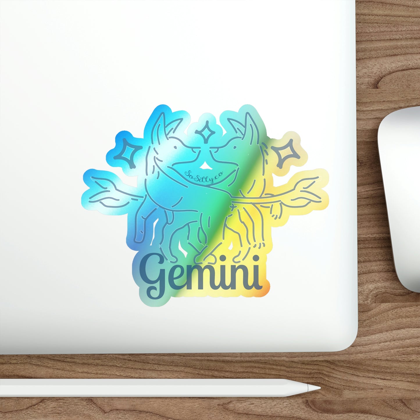 So Silly Astrology Dog | Holographic Die-cut Sticker - Gemini
