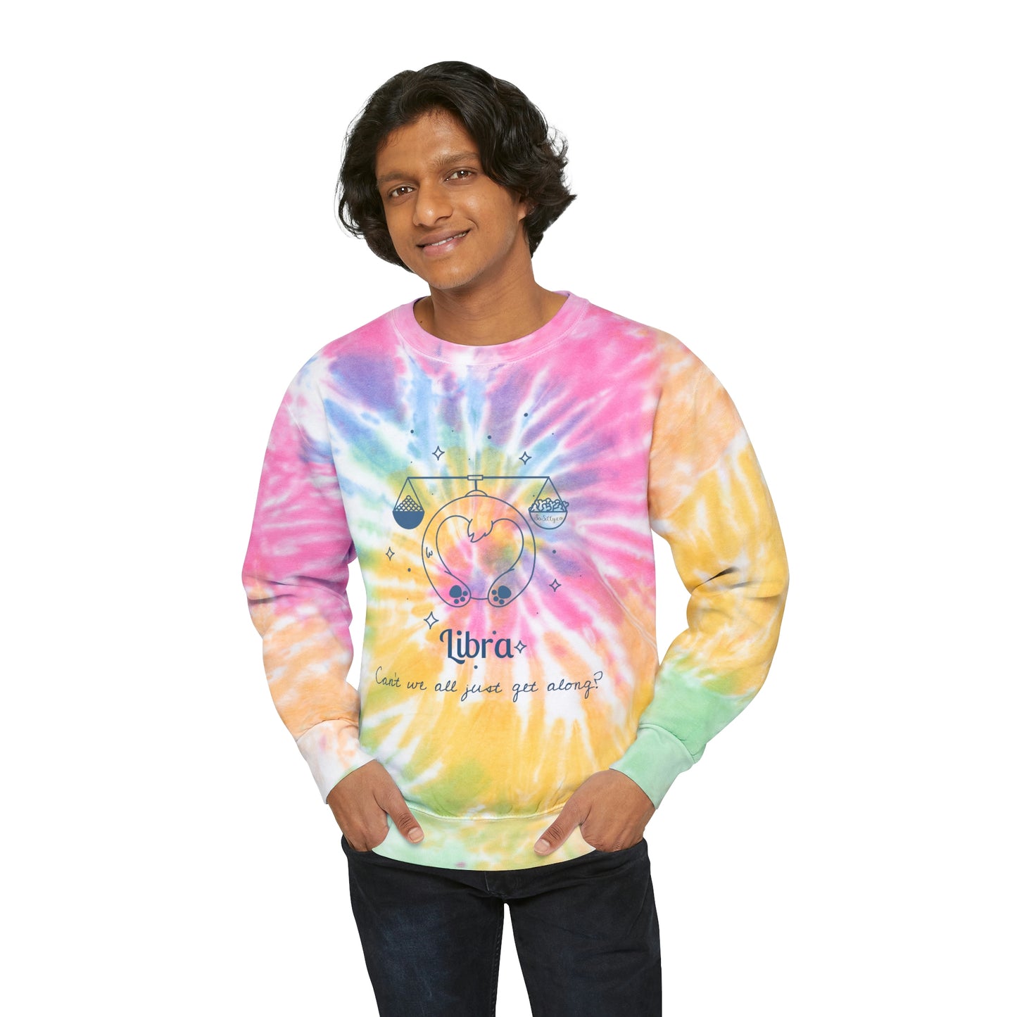 So Silly Astrology Dog | Unisex Tie-Dye Sweatshirt - Libra